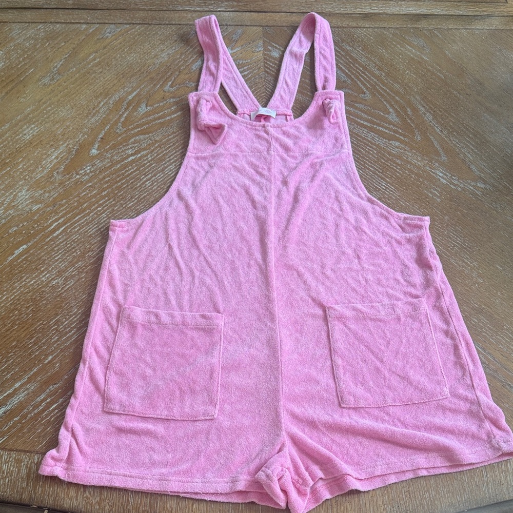 Pink Lily Pink Terry Romper Overalls
